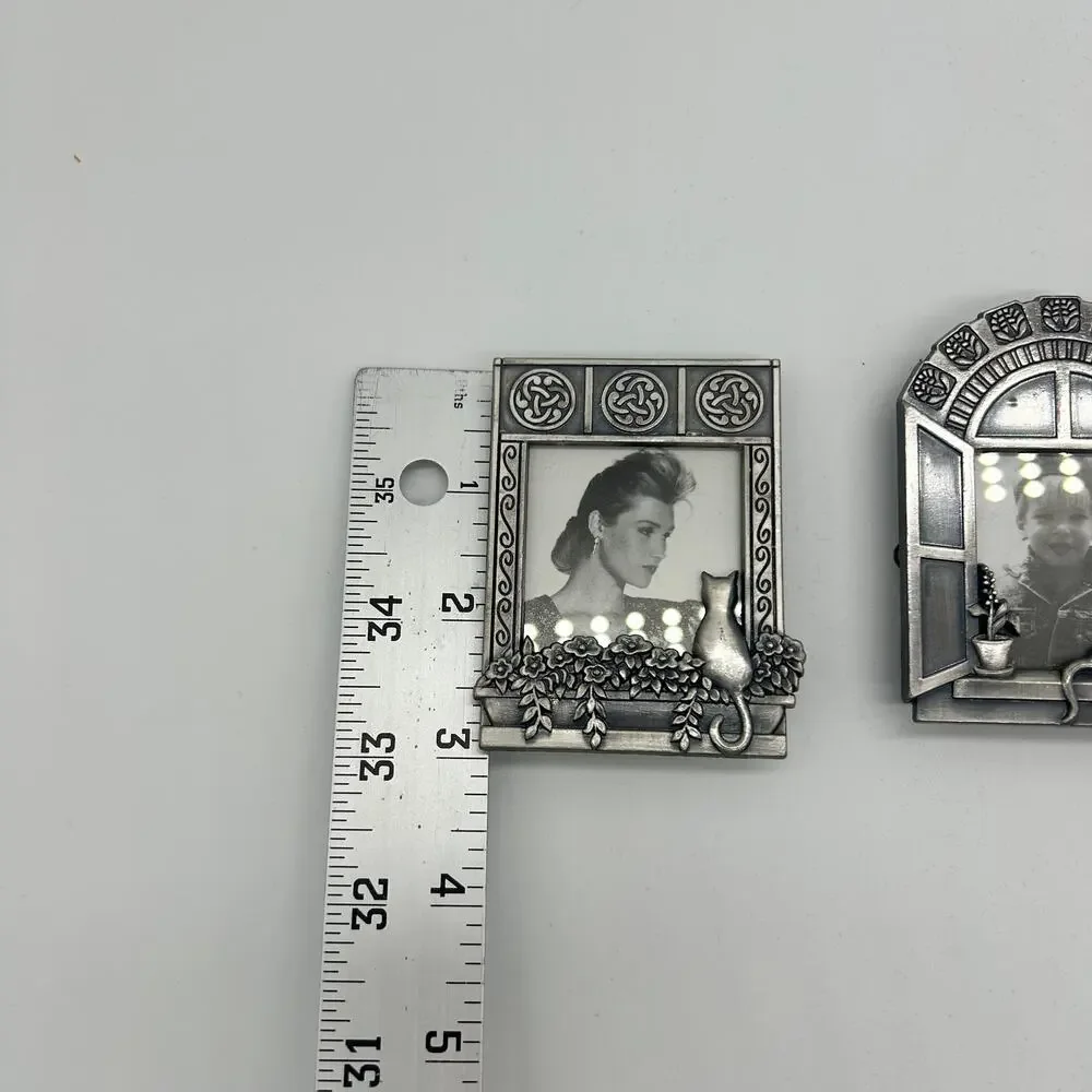 Vintage Cat Picture Frames Mini Silver Tone Royal Limited Wallet Size Set of 3